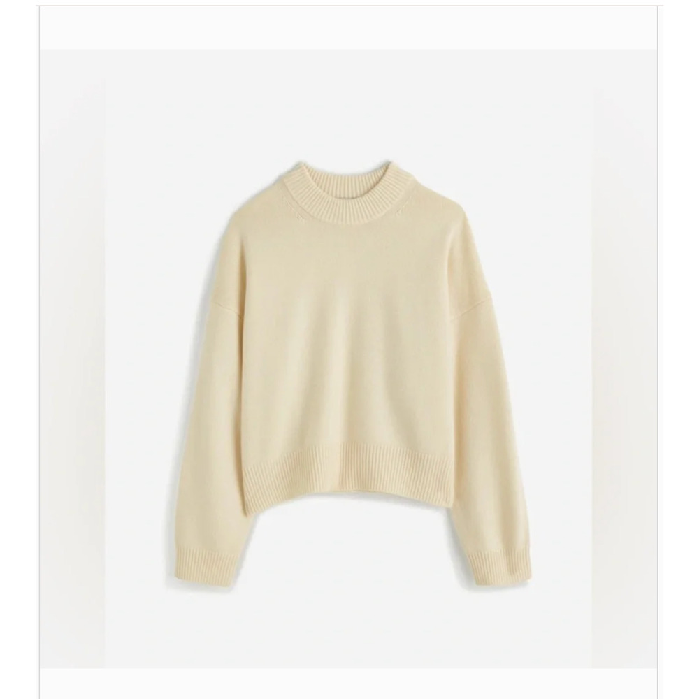 Madewell SoftWool Boxy Crewneck Oversized Sweater XS NWT Cream Cloud NT602 - Picture 5 of 7